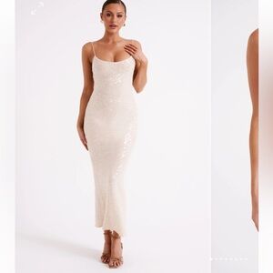 Meshki Brianna Sequin Maxi Dress cream